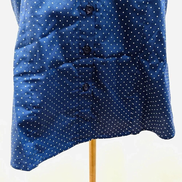 MOJO Women Short Sleeve Button Down Collared Polka Dots Blue/White Shirt Size 1X - Picture 3 of 11